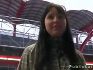 Wet Pussy Brunette Fucked And Creampied In Public