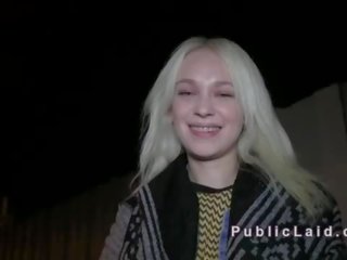 Voluptuous Russian blonde has public fuck