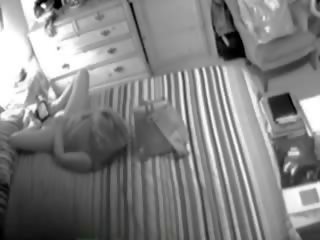 Young woman mom caught masturbating on hidden spy cam clip